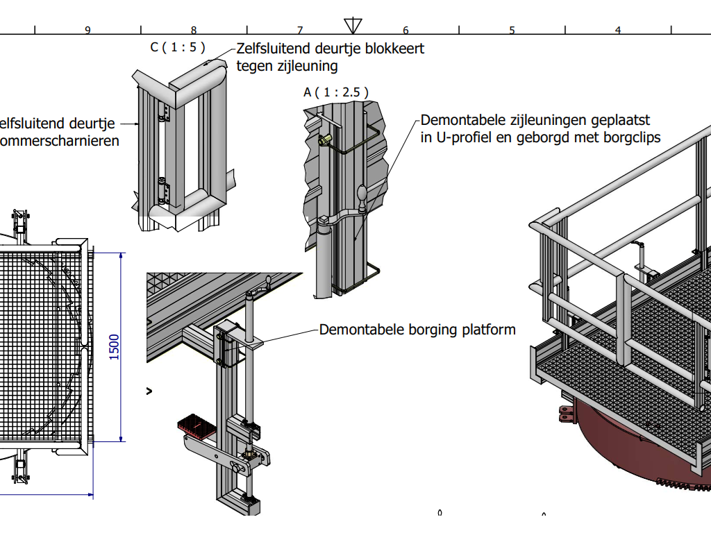 afdichtings platform voor eentank met deksel aluminium -3d tekening