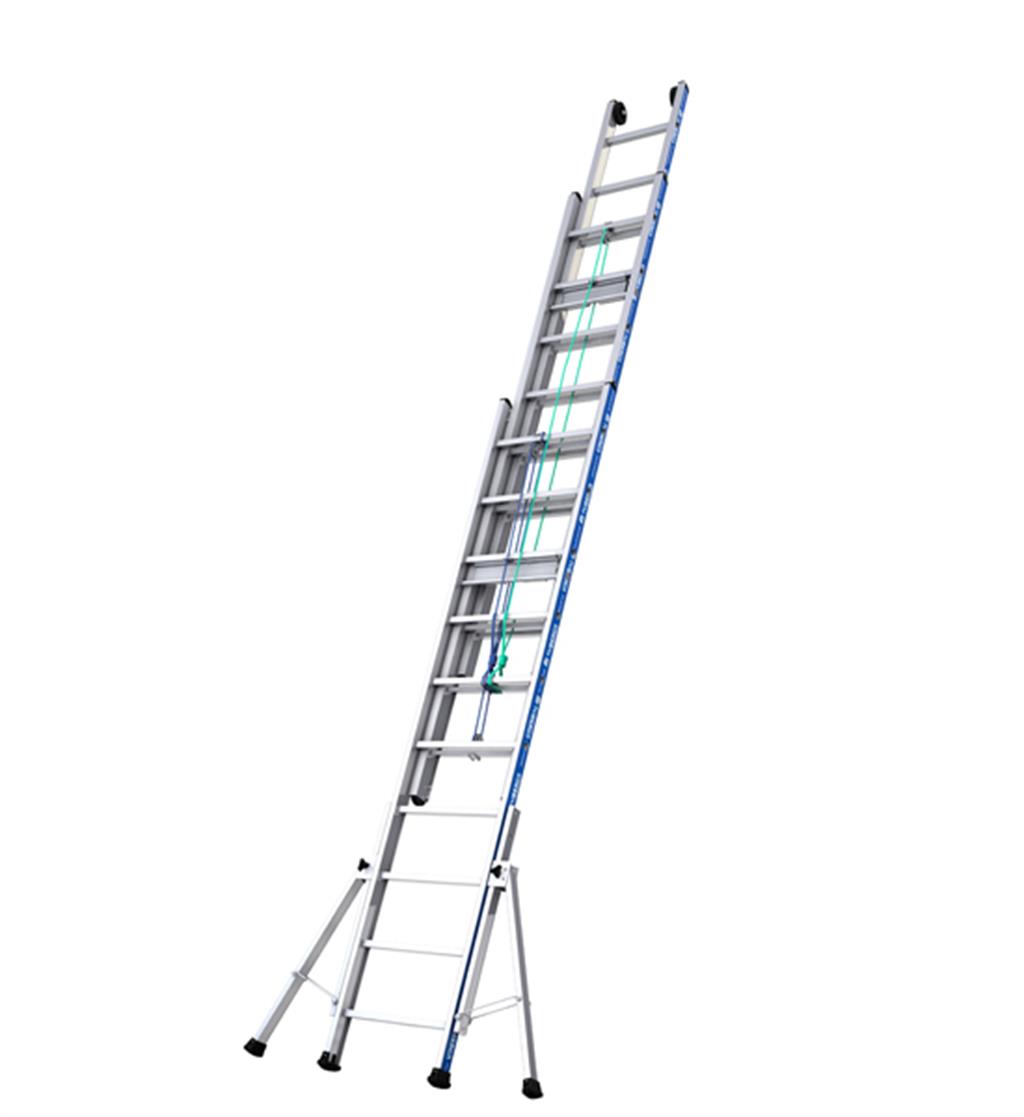 schuif ladder met touw 3 delige uitvoering