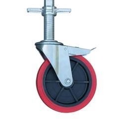 Rolsteigerwiel rubber diam 200 mm rood met pu band gemonteerd.