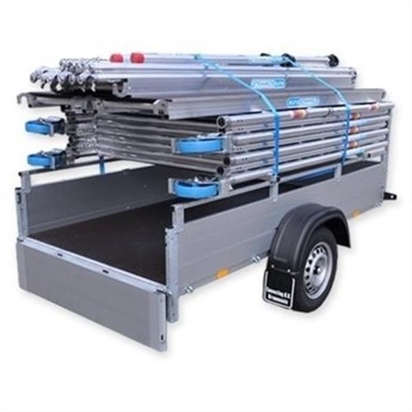 Aanhanger + rolsteiger compleet 135 x 190 x 7,2 meter + enkele voorloopleuning